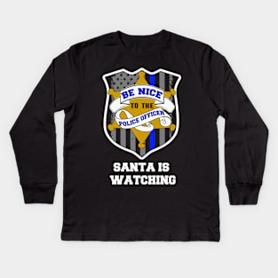 thin blue line christmas police gift Kids Long Sleeve T-Shirt